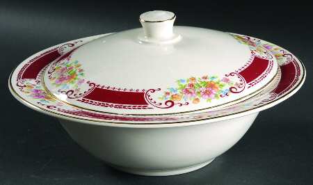 B1315 (Gold Trim) Round Covered Vegetable-Uses RV9 as Base+CVLRV9