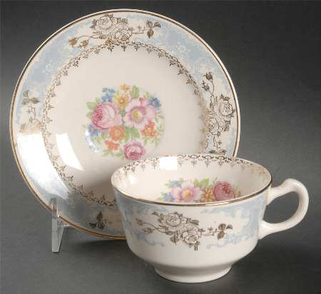 Royal Splendor Flat Cup & Saucer Set by Homer Laughlin 