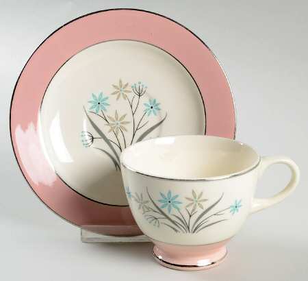 B1415 (Platinum Trim) Footed Cup & Saucer Set