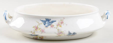 Bluebird (Blue Trim) Oval Vegetable No Lid