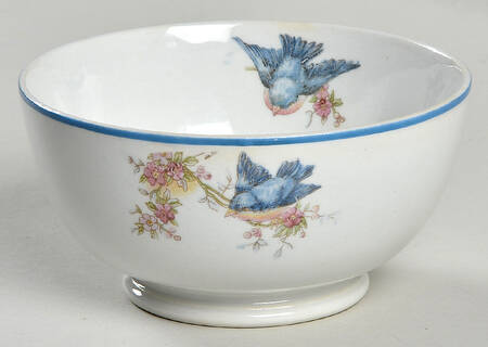 Bluebird (Blue Trim) Cranberry Bowl