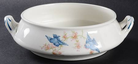 Bluebird (Blue Trim) Round Vegetable No Lid