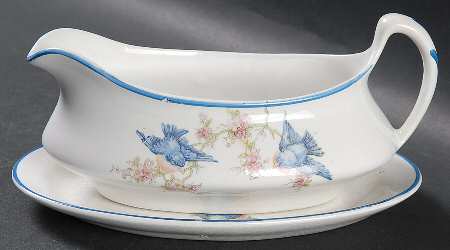Bluebird (Blue Trim) Gravy Boat & Underplate