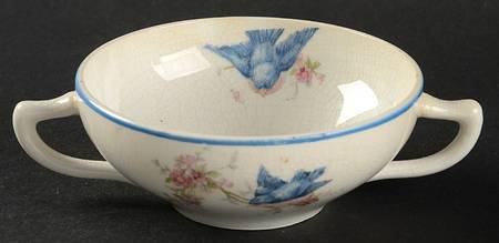 Bluebird (Blue Trim) Flat Bouillon Cup