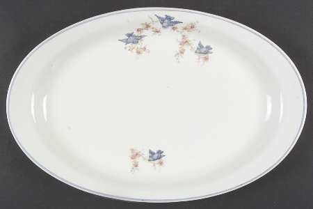 Bluebird (Blue Trim) 15" Oval Serving Platter