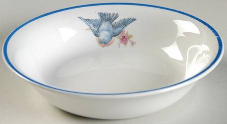 Bluebird (Blue Trim) Fruit/Dessert (Sauce) Bowl by Homer Laughlin 