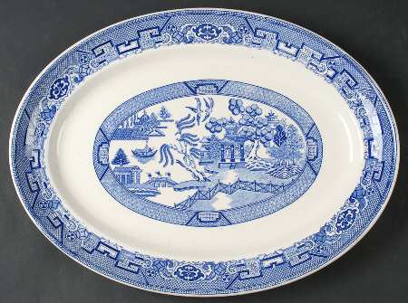 Blue Willow 15" Oval Serving Platter