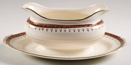 Cardinal Gravy Boat with Attached Underplate by Homer Laughlin 
