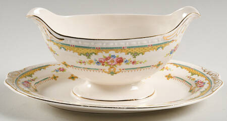 Chartreuse Gravy Boat with Attached Underplate