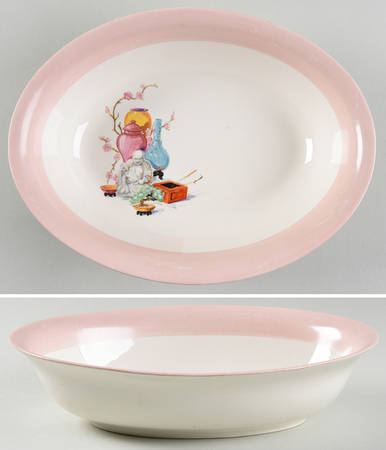 Chinese Buddha 9" Oval Vegetable Bowl