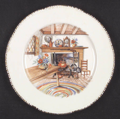 Colonial Kitchen (Liberty, Gold Trim) Luncheon Plate