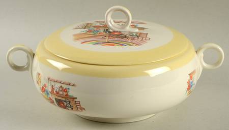 Colonial Kitchen (Rhythm, Yellow Border)) Round Covered Vegetable