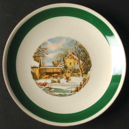 Currier & Ives (Green Band) Bread & Butter Plate