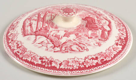Currier & Ives Red Lid for Round Vegetable