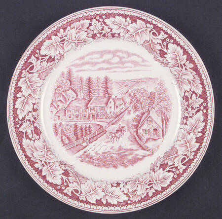 Currier & Ives Red Luncheon Plate
