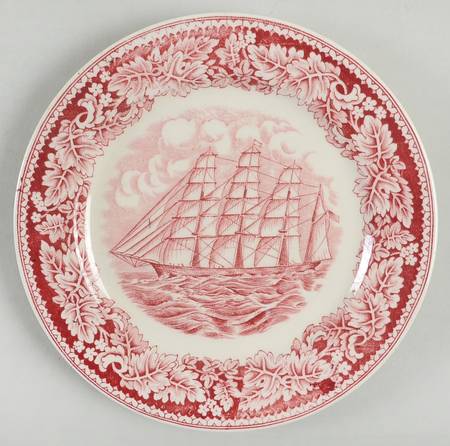 Currier & Ives Red Salad Plate