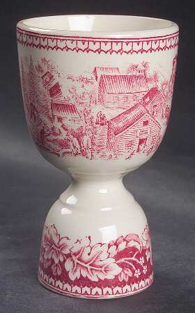 Currier & Ives Red Double Egg Cup