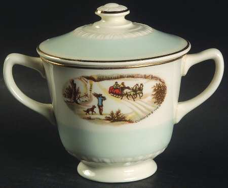 Currier & Ives Sugar Bowl & Lid