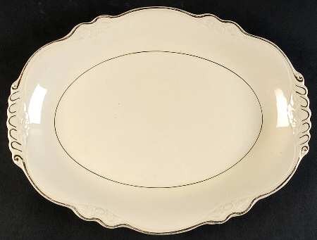 Double Gold Band 11" Oval Serving Platter
