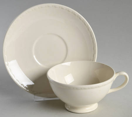 Eggshell Georgian (Also A Shape) Footed Cup & Saucer Set