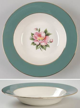 Empire Green Rim Soup Bowl by Homer Laughlin 