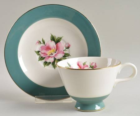 Empire Green Footed Cup & Saucer Set by Homer Laughlin 
