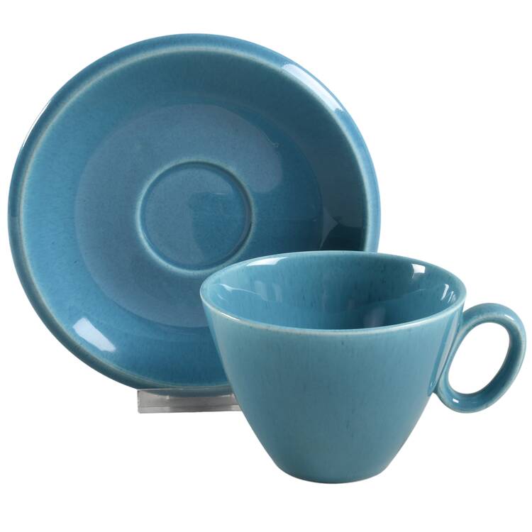 Epicure Turquoise Blue Flat Cup & Saucer Set