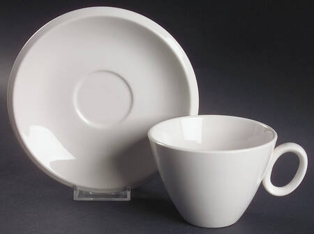 Epicure Snow White Flat Cup & Saucer Set