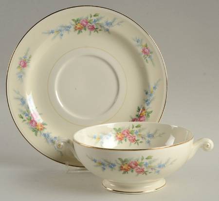 Ferndale Footed Cream Soup Bowl & Saucer Set