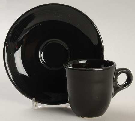 Fiesta Black (Intro 1986) Flat Demitasse Cup & Saucer Set