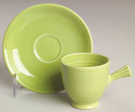 Fiesta Chartreuse (Older) Stick Handle Demitasse Cup & Saucer Set