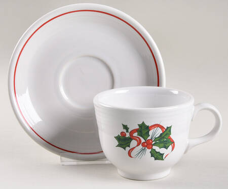 Holiday Fiesta (With Ribbon) Flat Cup & Saucer Set by Homer Laughlin 