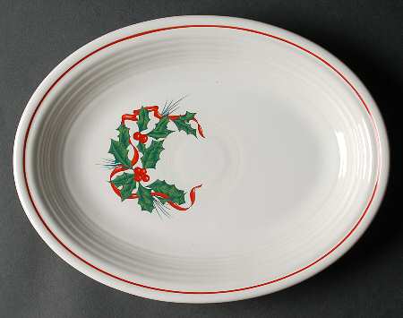 Holiday Fiesta (With Ribbon) 11" Oval Serving Platter by Homer Laughlin 