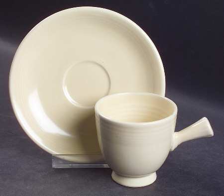 Fiesta Old Ivory (Cream) Stick Handle Demitasse Cup & Saucer Set by Homer Laughlin 