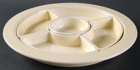 Fiesta Old Ivory (Cream) 6 Pc Relish Set (4 Side, 1 Center Dish on Tray)