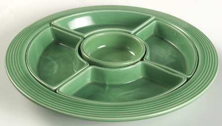 Fiesta Light Green (Older) 6 Pc Relish Set (4 Side, 1 Center Dish on Tray)