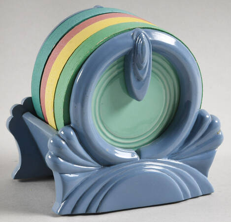 Fiesta Periwinkle Blue (Intro 1989) Salt & Pepper Set on Wood Napkin Holder Tray