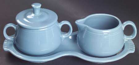 Fiesta Periwinkle Blue (Intro 1989) Creamer & Sugar with Lid & Tray Set