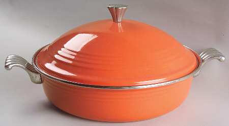 Fiesta Persimmon (Intro 1989) 4 Quart Metal Covered Casserole