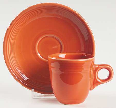 Fiesta Persimmon (Intro 1989) Flat Demitasse Cup & Saucer Set