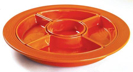 Fiesta Red (Older) 6 Pc Relish Set (4 Side, 1 Center Dish on Tray)