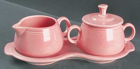 Fiesta Rose (Intro 1986) Creamer & Sugar with Lid & Tray Set