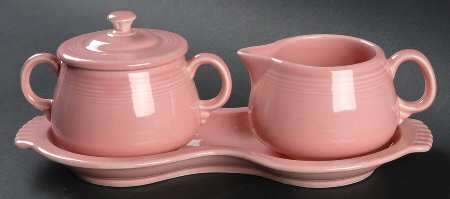 Fiesta Rose (Intro 1986) Creamer & Sugar with Lid & Tray Set