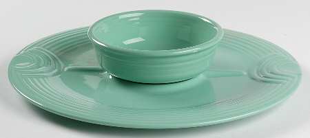 Fiesta Sea Mist Green (Intro 1989) 2 Pc Chip/Dip Set (Uses the Cerc & Traho) by Homer Laughlin 