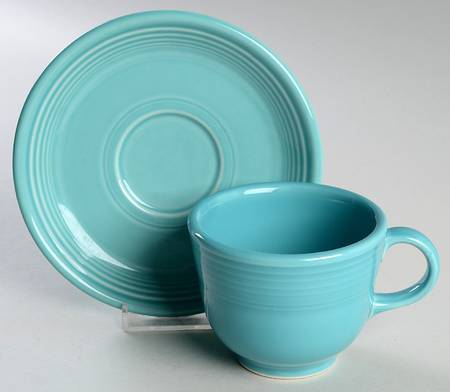 Fiesta Turquoise (Older) Footed Cup & Saucer Set