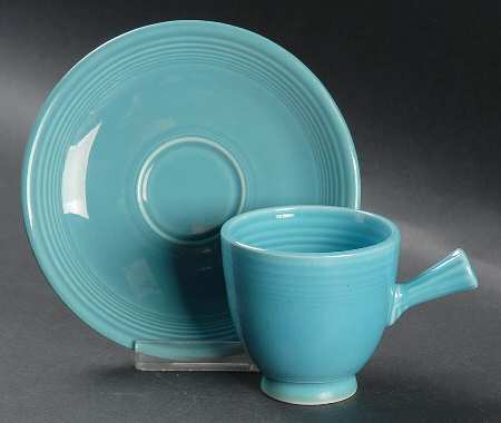 Fiesta Turquoise (Older) Stick Handle Demitasse Cup & Saucer Set