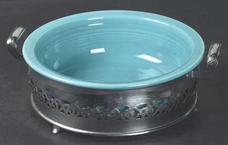 Fiesta Turquoise (Older) 8" Nappy W/Metal Holder