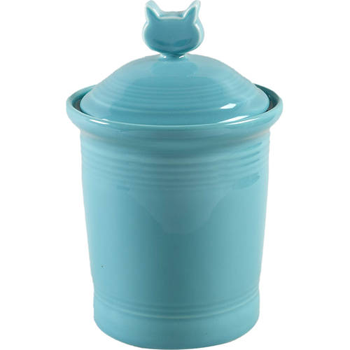 Fiesta Turquoise (Intro 1986) Cat Treats Holder/Jar & Lid