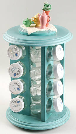 Fiesta Turquoise (Intro 1986) Revolving Spice Rack with 16 Glass Jars