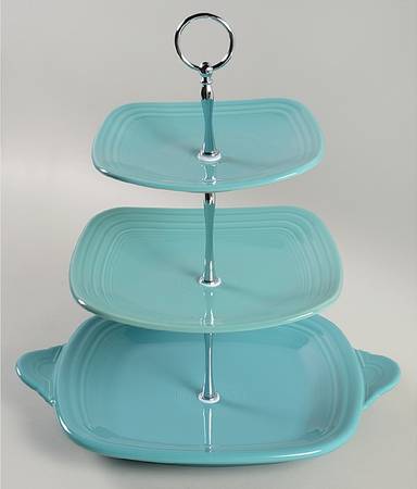 Fiesta Turquoise (Intro 1986) 3 Tiered Serving Tray (SQTRH,LPS,SPS)